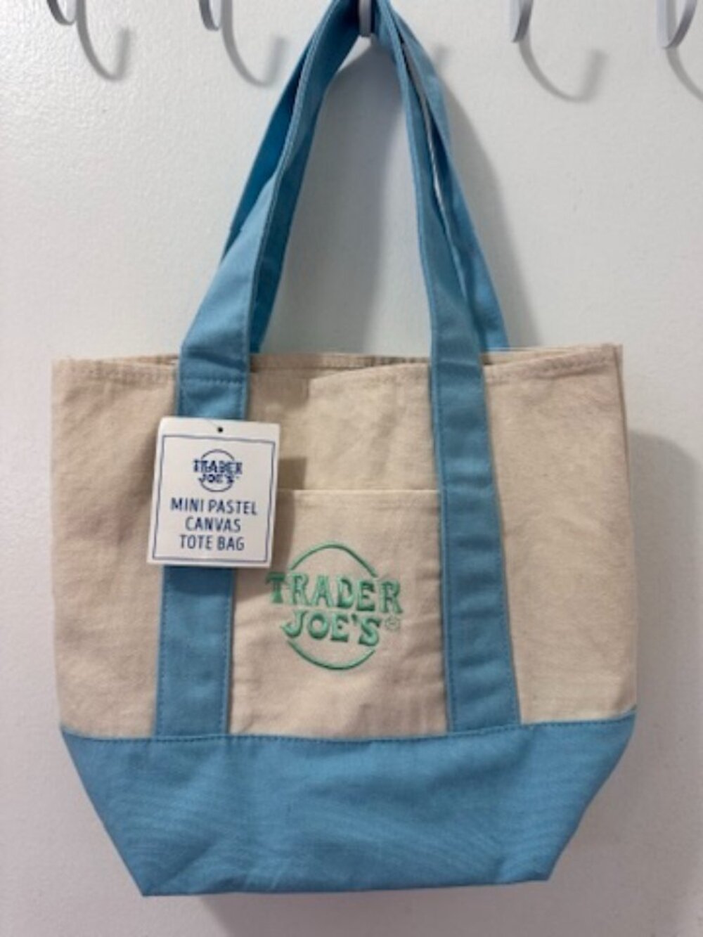 Trader Joe’s Mini Canvas Tote Bag Pastel Blue – NWT